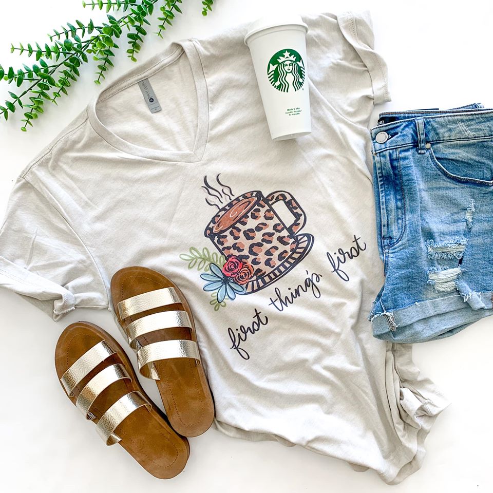 First things first, coffee tees Raining Rustic