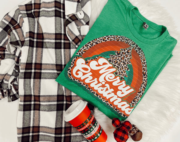Merry Christmas π leopard rainbow tee