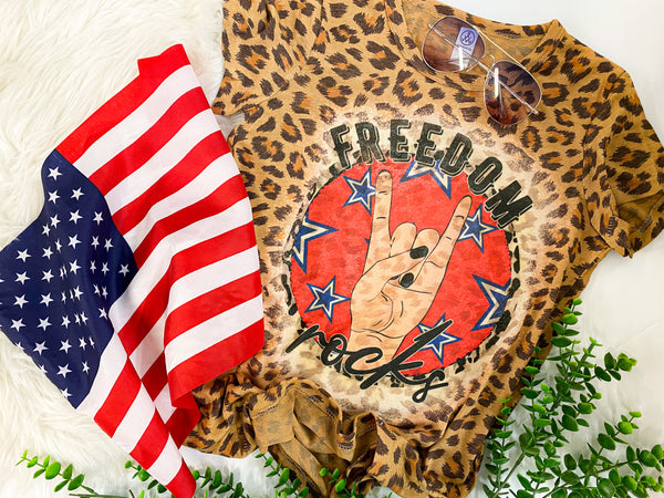 Freedom rocks π€π» tee (leopard or fleck)