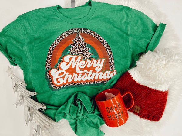 Merry Christmas π leopard rainbow tee