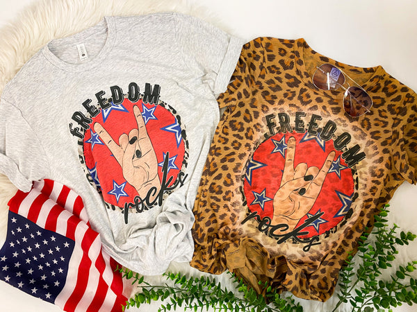 Freedom rocks π€π» tee (leopard or fleck)