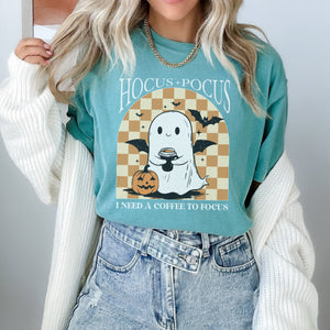 Hocus Pocus Coffee to focus seafoam tee