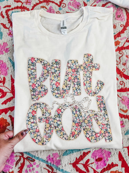 Popular floral design: bow, amen or but God tee