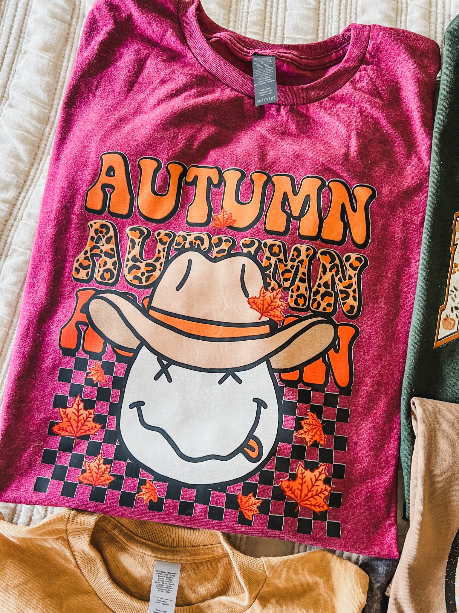 Stacked Autumn Nirvana maroon teeadorable leopard