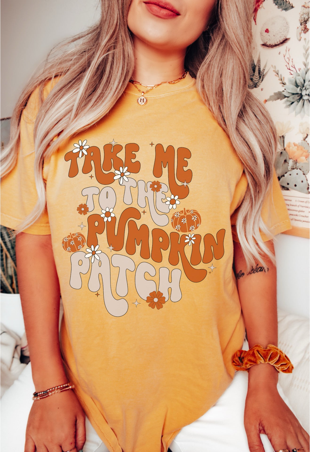 Retro Bubble letter "Take me to the Pumpkin Patch" tee