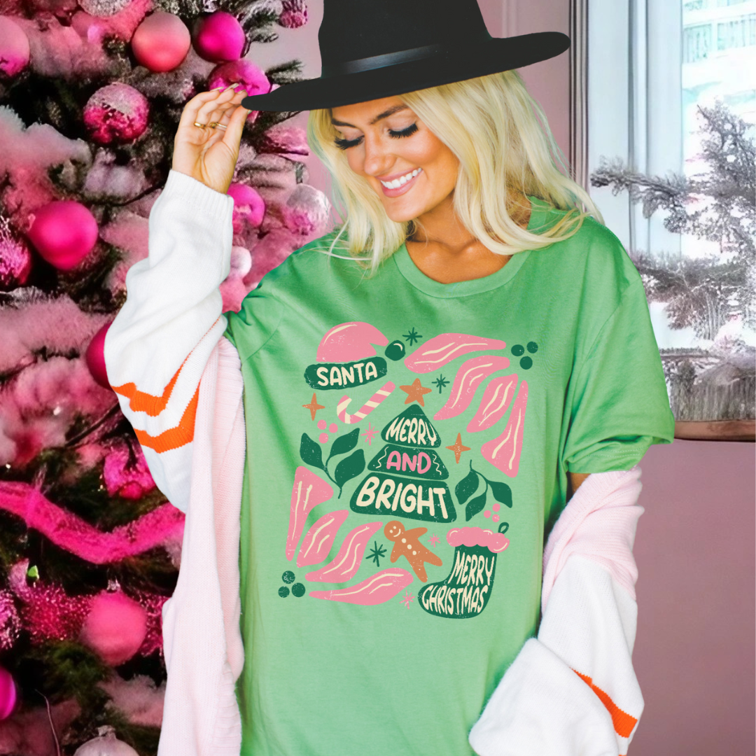 CHristmas Collage Green tee