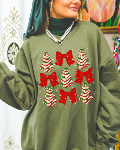 Christmas Cakes Bow Sweatshirt or tee