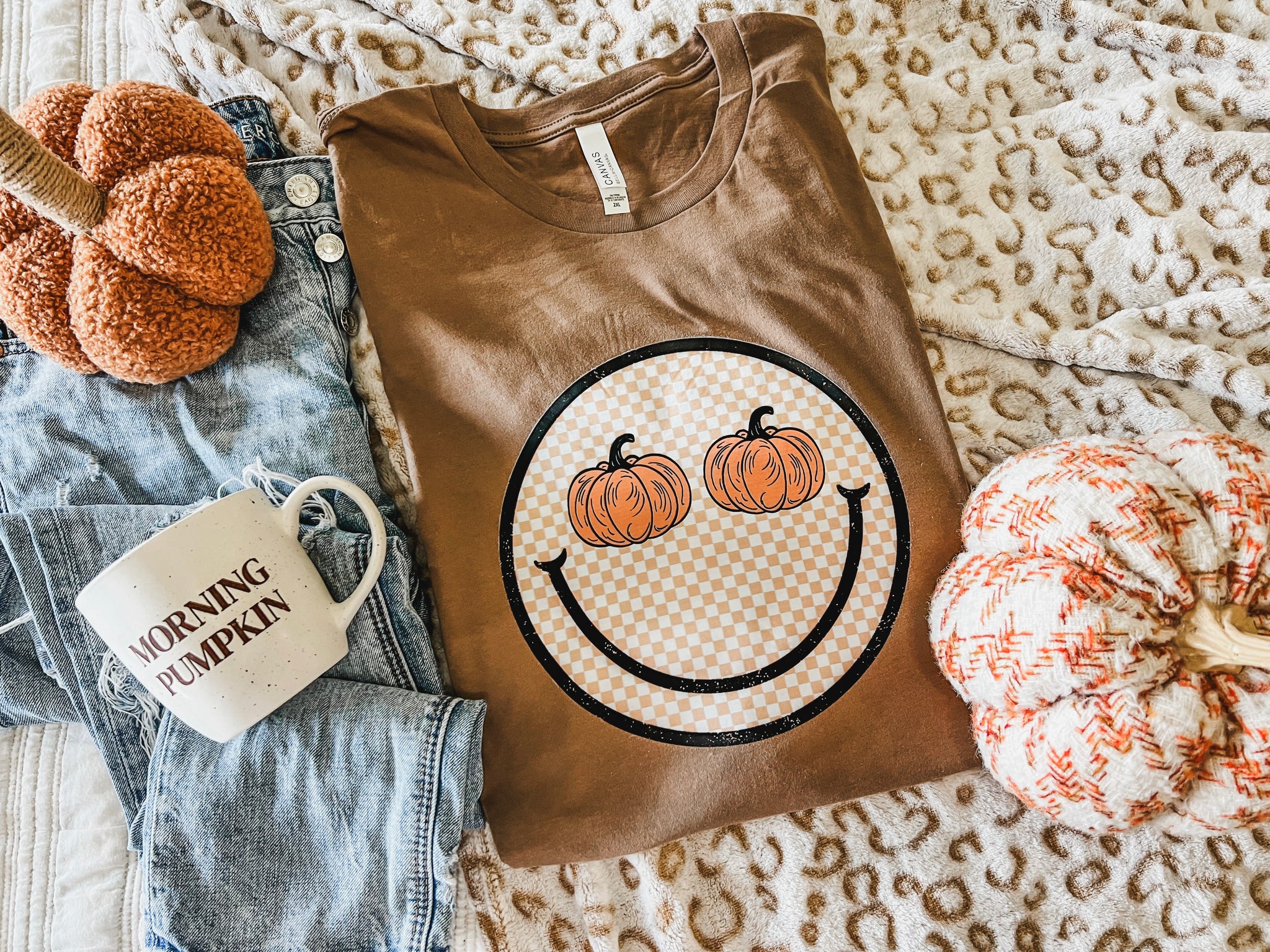 Checker Smiley, Pumpkin eyes tee