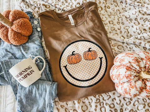 Checker Smiley, Pumpkin eyes tee