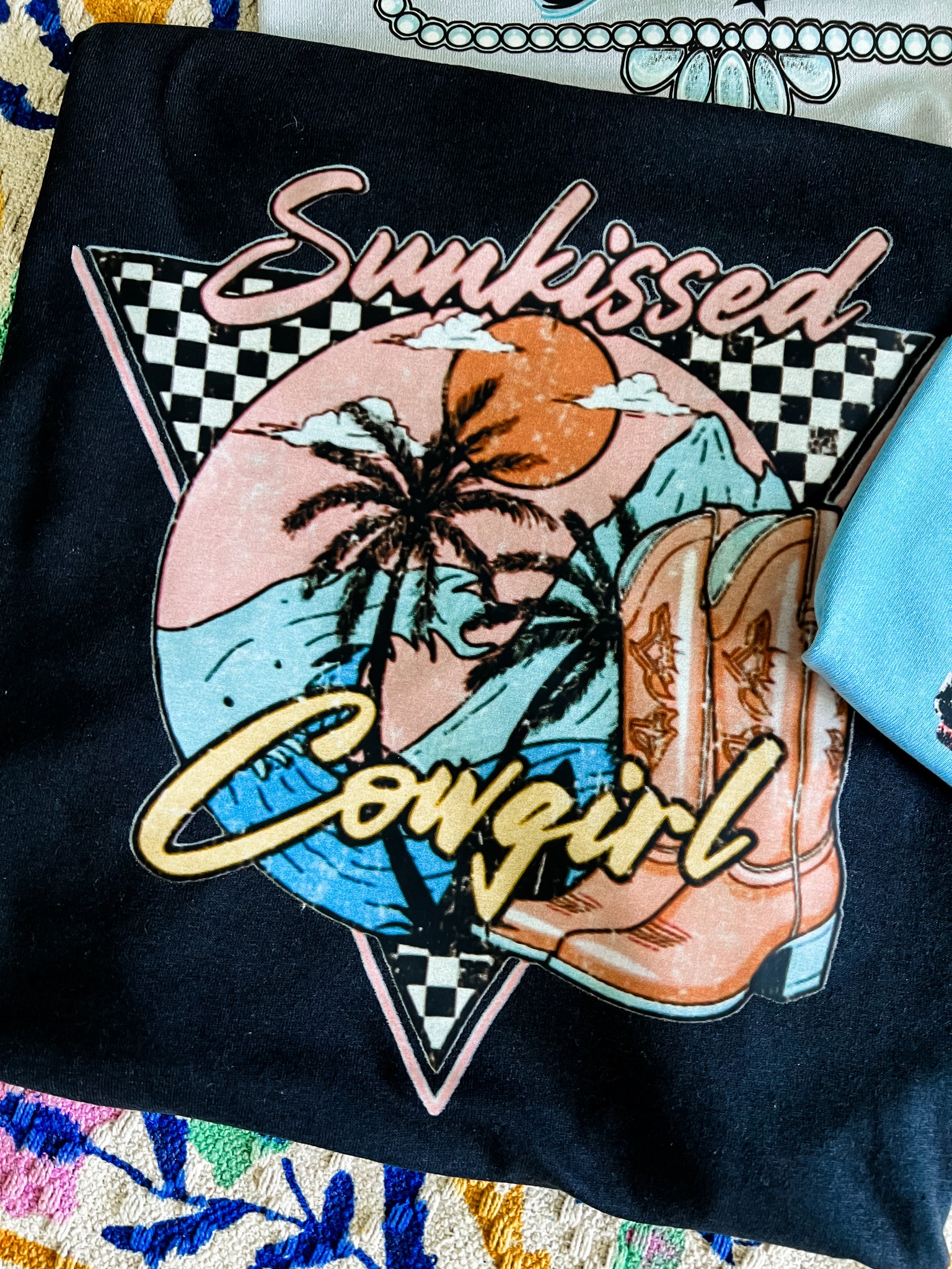 Sun-kissed distressed cowgirl tee