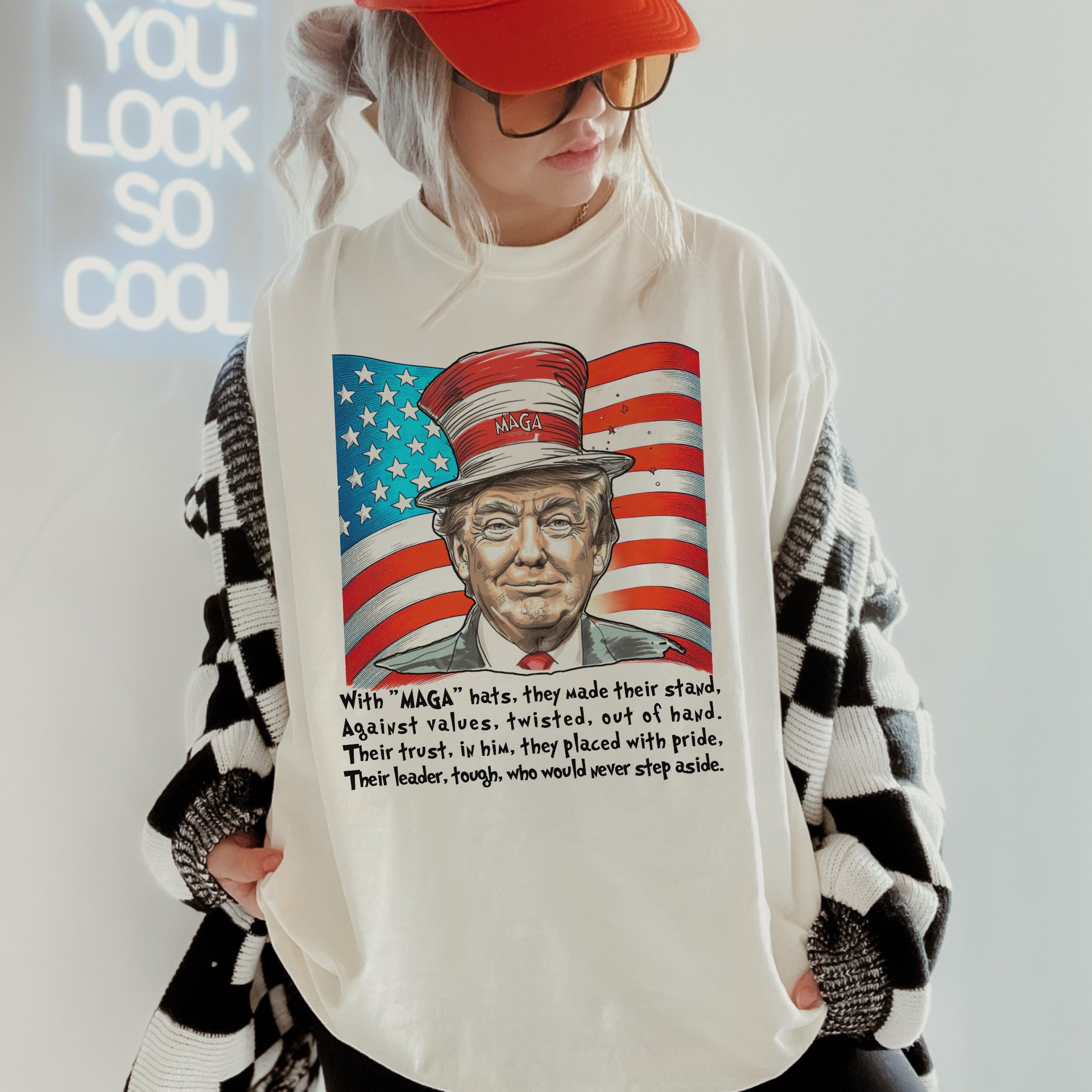 with MAGA hats they made their stand tee