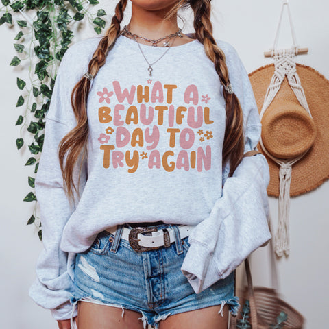 What a beautiful day to try again (sweater or tee)