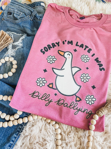 Sorry I was late, I was silky dallying tee