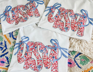 Floral USA bow tees