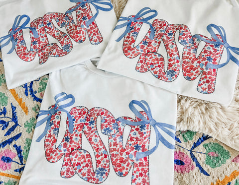 Floral USA bow tees