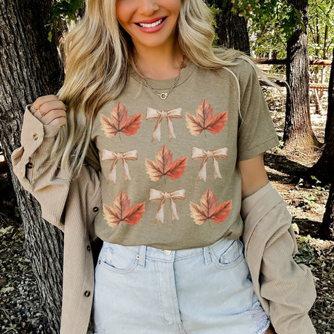 Pretty Bow Leaf Olive tee