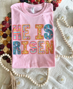 He is Risen Faux Patch tee