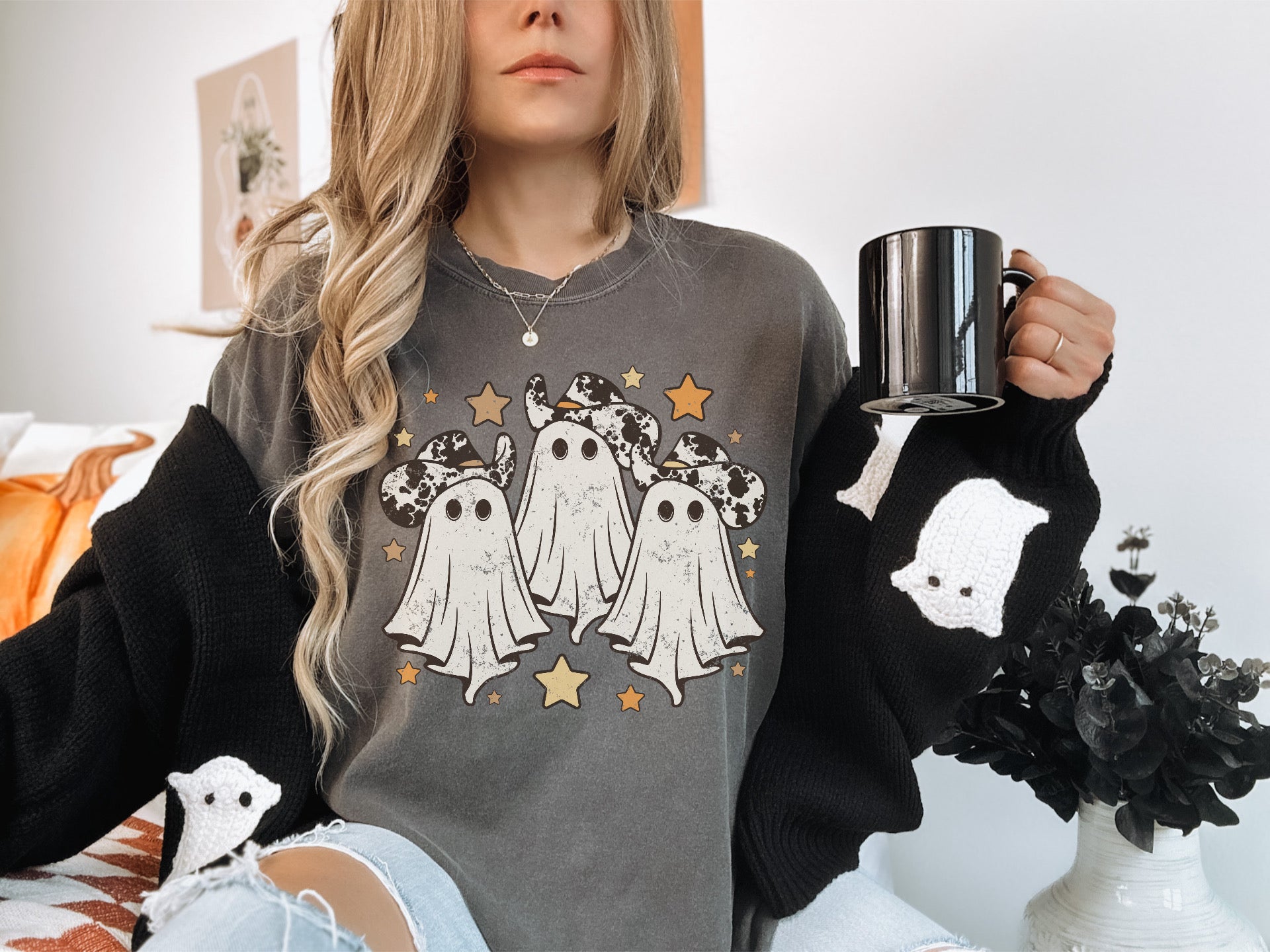 Comfort Colors Pepper Cowgirl ghost tee