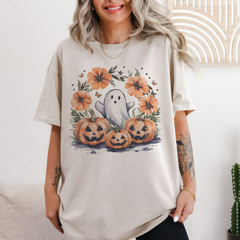 Floral Go Round Ghost tee