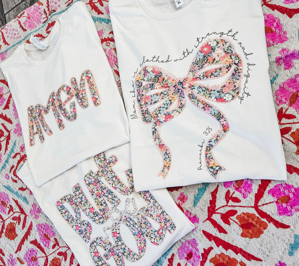 Popular floral design: bow, amen or but God tee