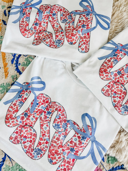 Floral USA bow tees