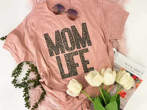 Mom life leopard letters