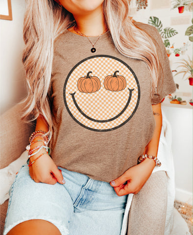 Checker Smiley, Pumpkin eyes tee