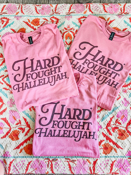 Hard fought hallelujah mauve tee