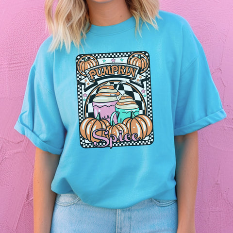 Pumpkin Spice, checker card tee