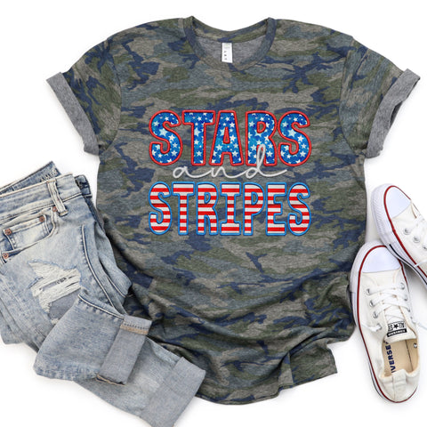 Stars & Stripes Vintage Camo tee