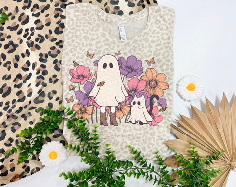 Cute Kitty Ghost leopard tee