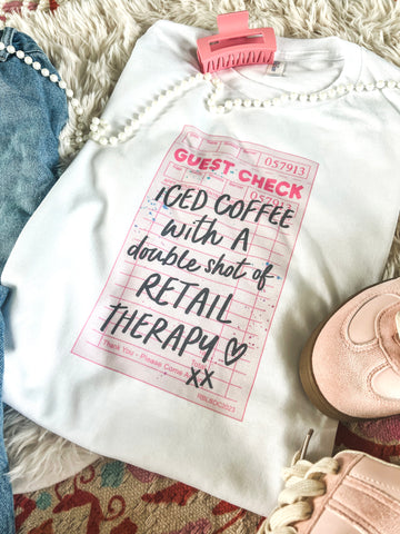 Iced coffee with a double shot of retail therapy tee