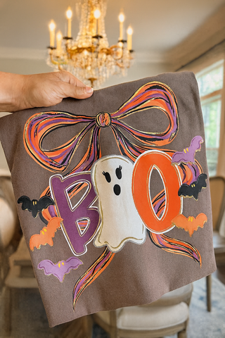 Boo Bow espresso tee