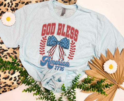 God Bless America Bow tee