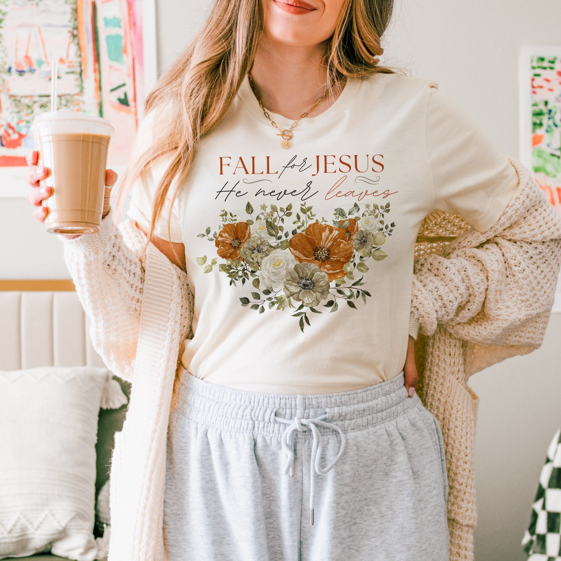 Fall for Jesus, floral tee