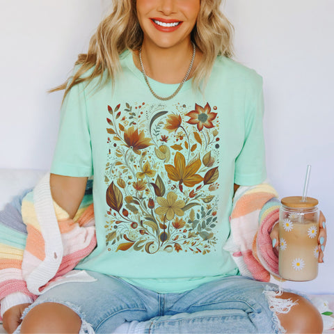 Mint - Fall Floral Large art tee