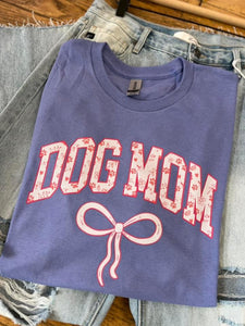 Dog Mom Deep purple tee bow