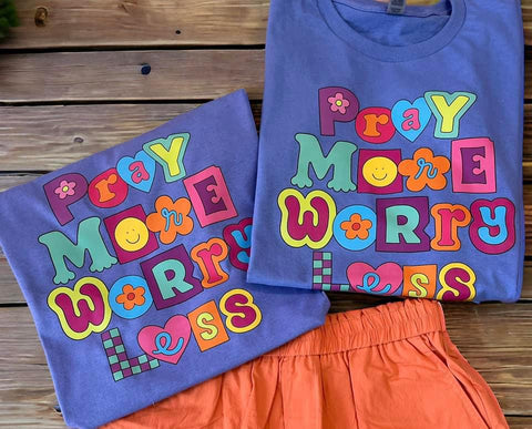 Pray More Worry Lest cute letters