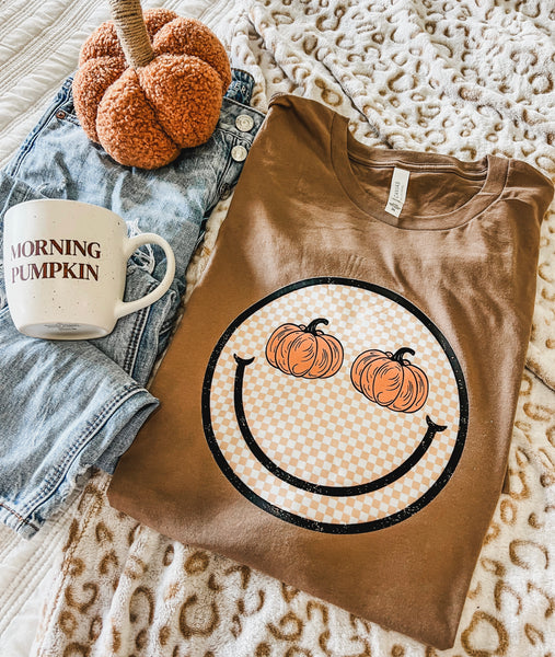 Checker Smiley, Pumpkin eyes tee