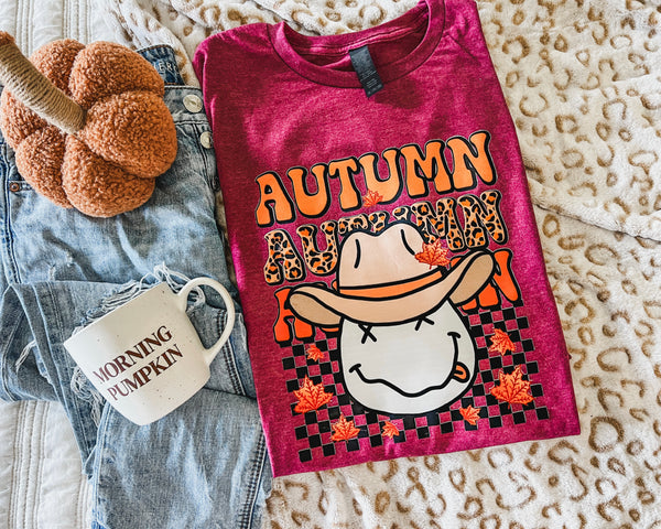 Stacked Autumn Nirvana maroon teeadorable leopard