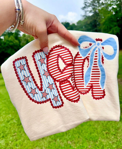 Seersucker preppy USA cream tee