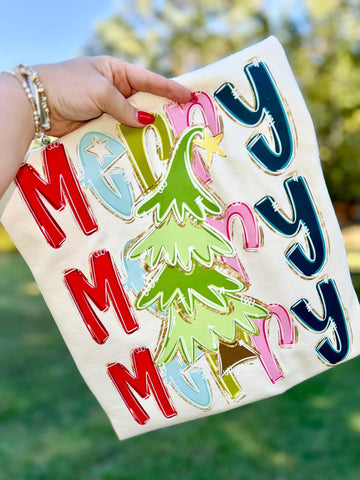 Stacked Merry, Whimsical Tree tee