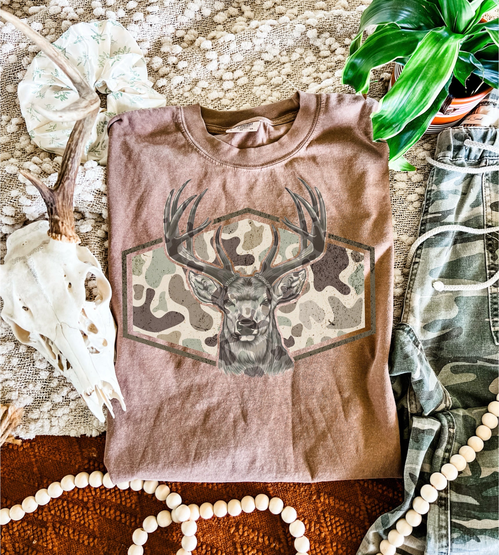 Deer Mount Camo Comfort Colors tee