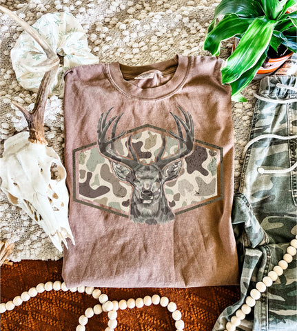 Deer Mount Camo Comfort Colors tee