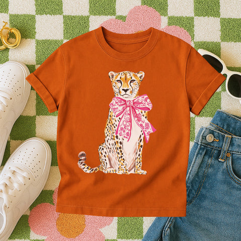 Leopard Bow collar tee