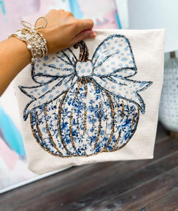 Blue Floral Pumpkin design