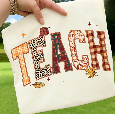 Faux Plaid, TEACH Fall tee