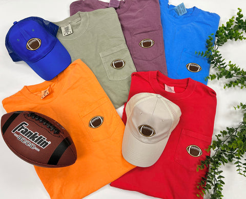 Comfort Color Football Patch pocket tee