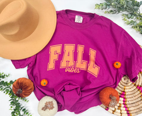 Timeless Color Varsity letter FALL VIBES tee