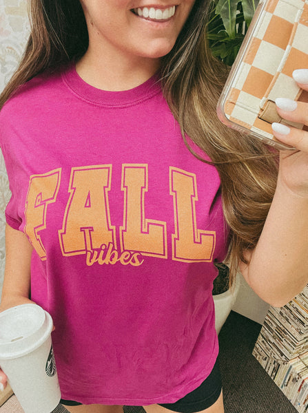 Timeless Color Varsity letter FALL VIBES tee